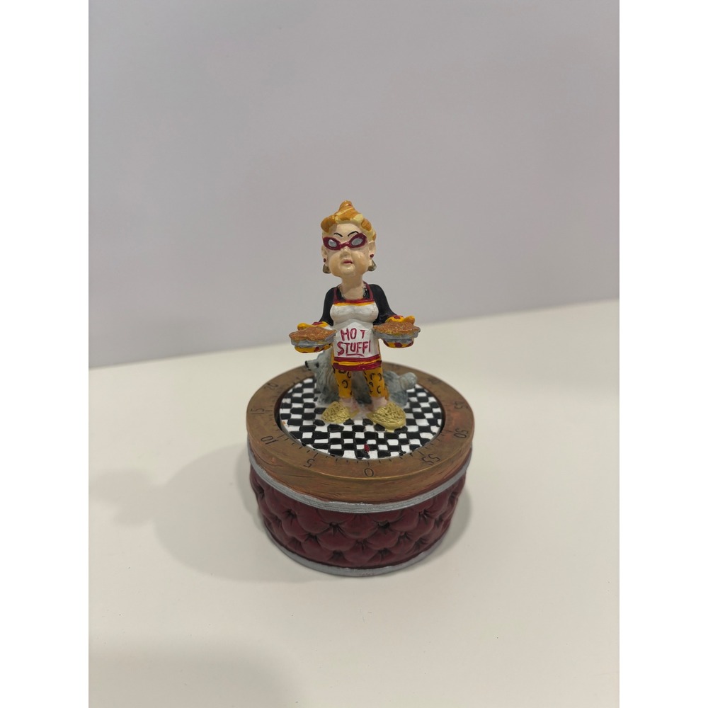 Boston Warehouse Hot Stuff Baker Woman Kitchen Timer Tick Tock Mechanical 4.5"